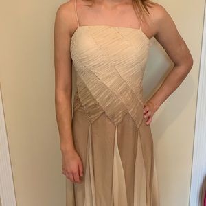 Cream and tan long gown! Beautiful embroidery